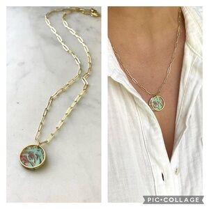 Handmade Oyster Turquoise Polymer Clay Pendant Necklace